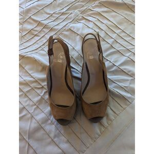 Giampaolo viozzi suede color block platform peeptoe slingbacks sz 36